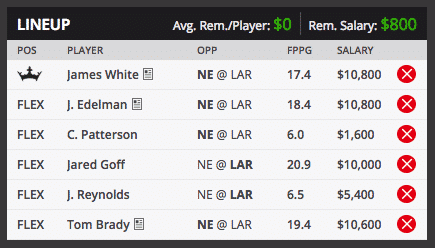 Sean Super Bowl DFS Lineup