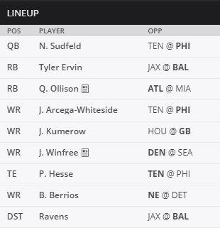 week 1 fantasy lineup