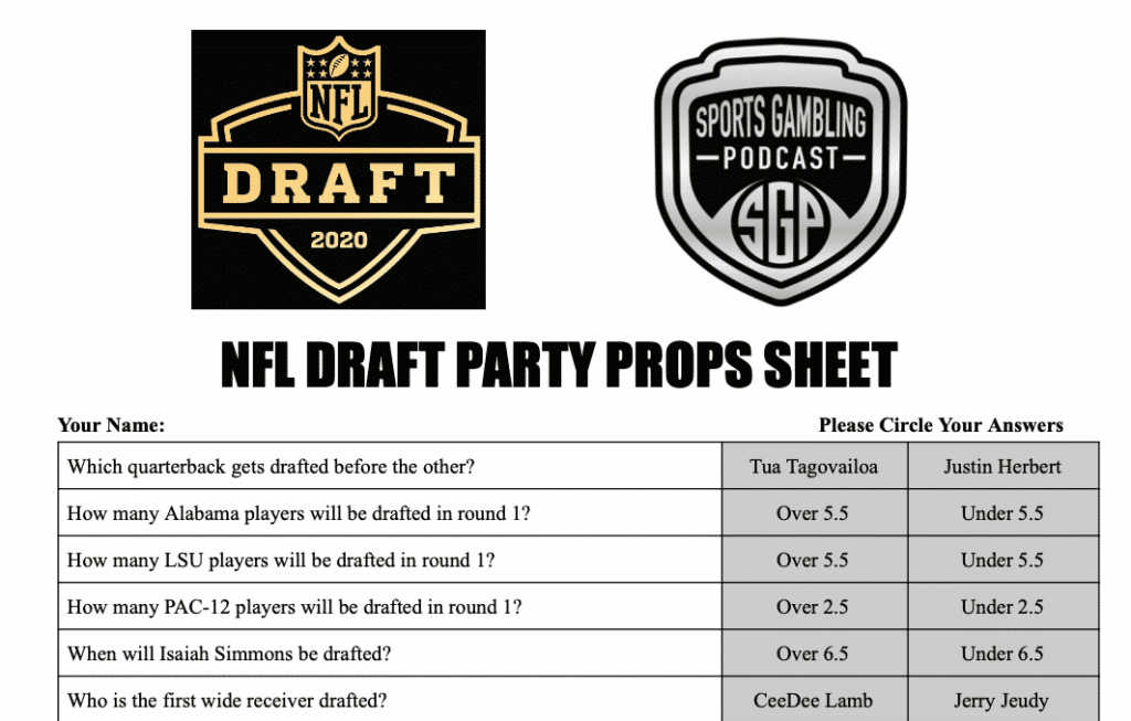 Printable NFL Draft 2020 Party Props Sheet