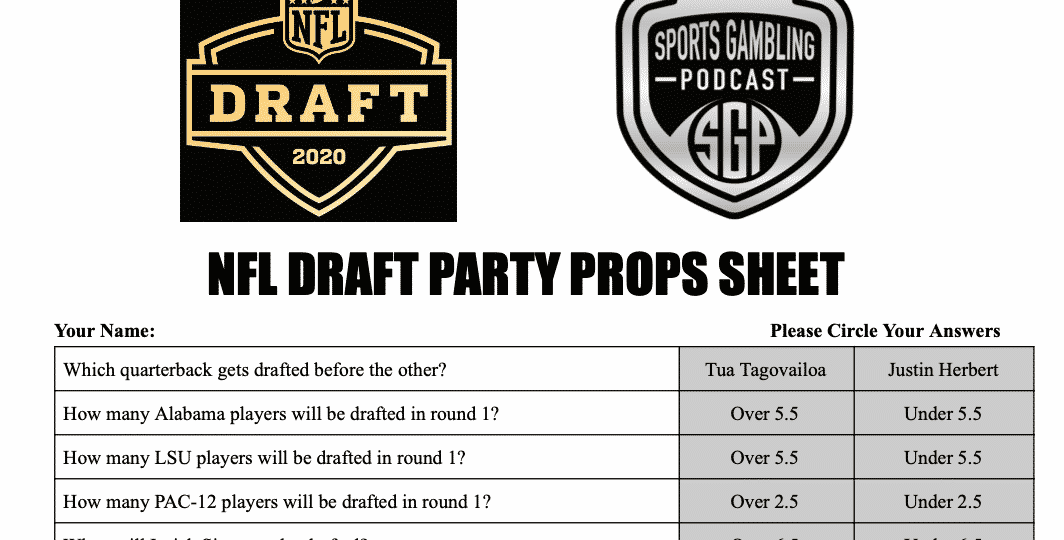 Printable NFL Draft 2020 Party Props Sheet