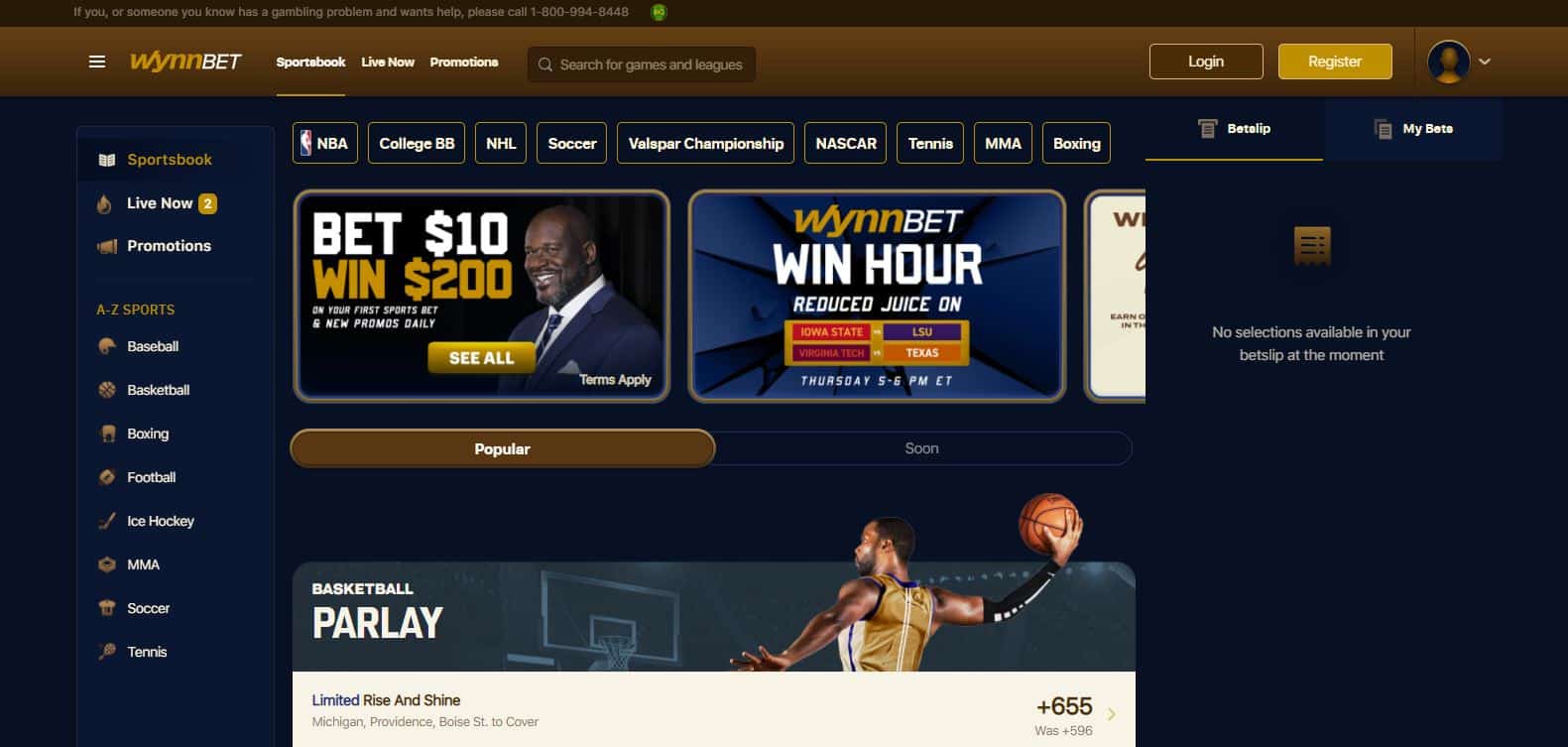 WynnBET website home