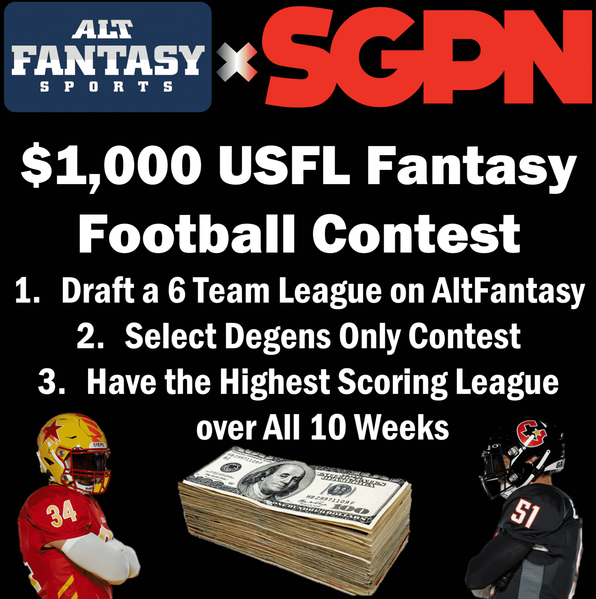 SGPN $1000 USFL Fantasy Football Contest