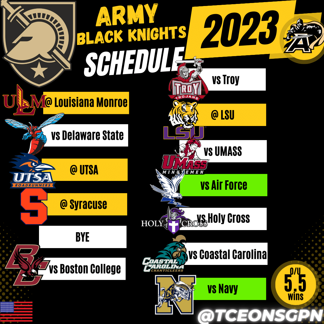 army college football schedule