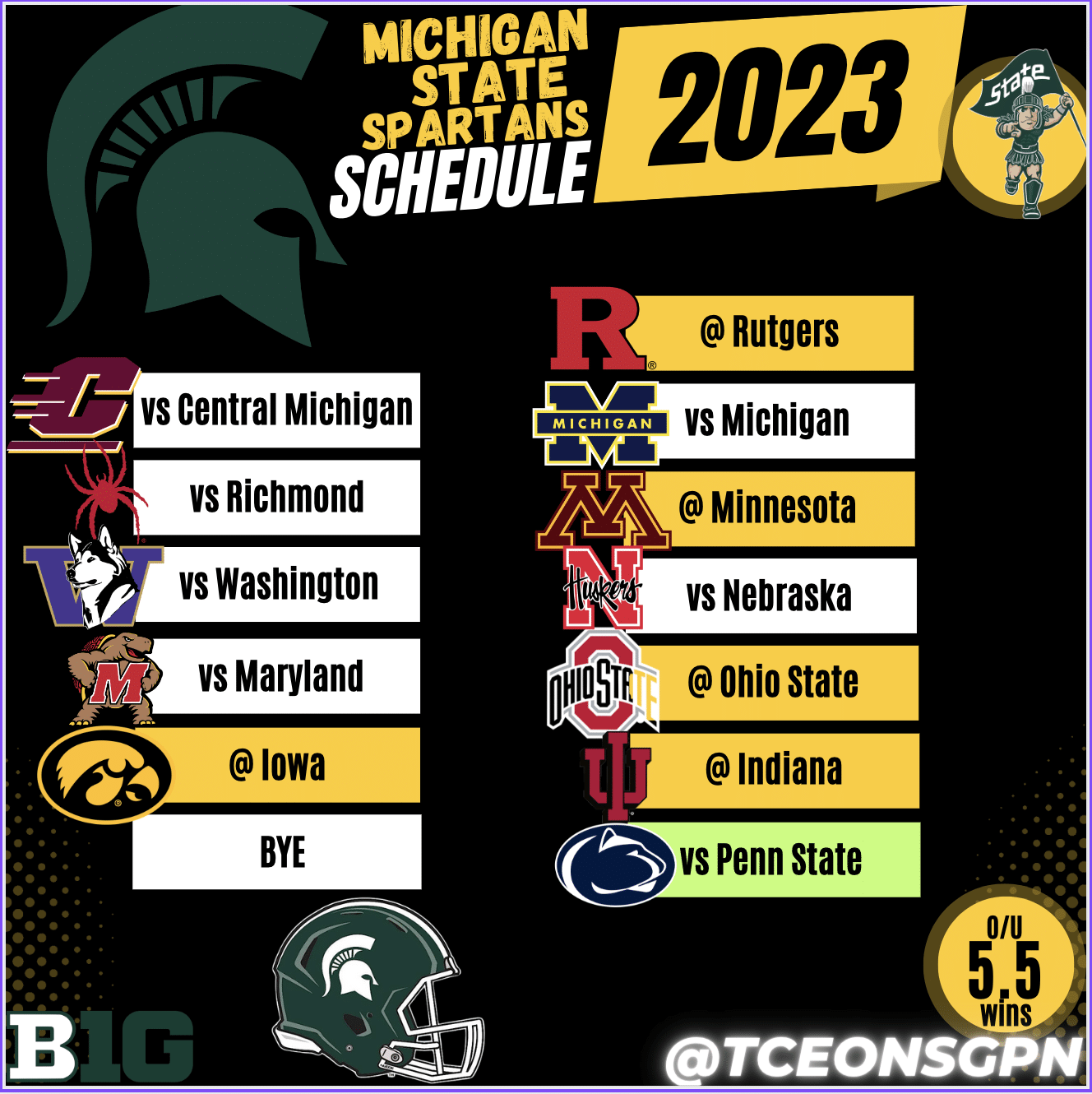Michigan State Spartans 2023 Football Schedule 