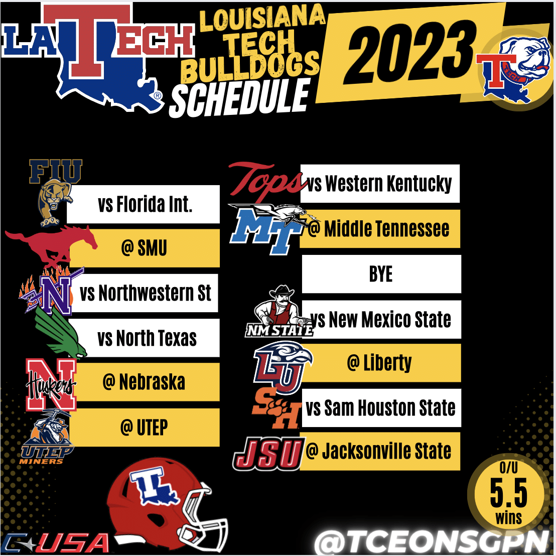 Louisiana Tech Bulldogs 2023 Football Schedule