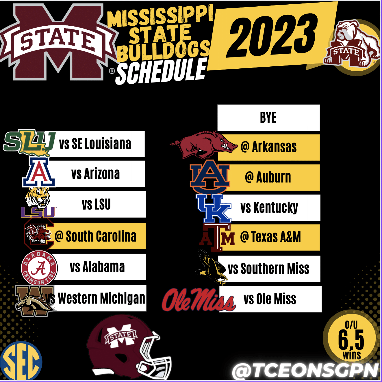 Mississippi State Bulldogs 2023 Football Schedule