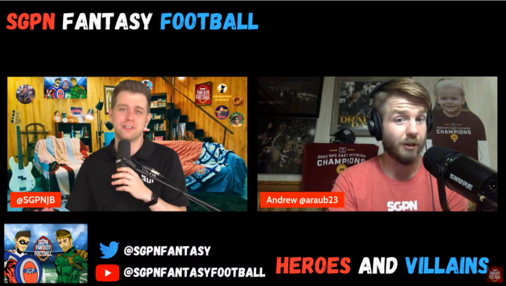 Underdog Weekly Winners Strategy + Live Draft I Heroes and Villains I SGPN Fantasy Football Podcast (Ep. 422)