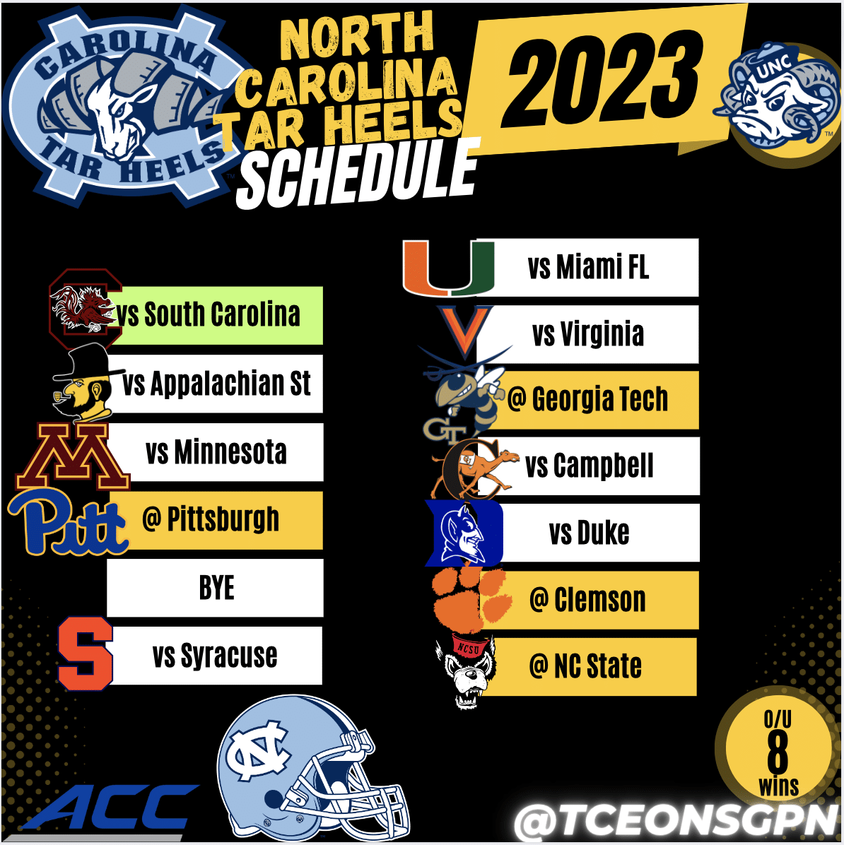 North Carolina Tar Heels 2023 Football Schedule