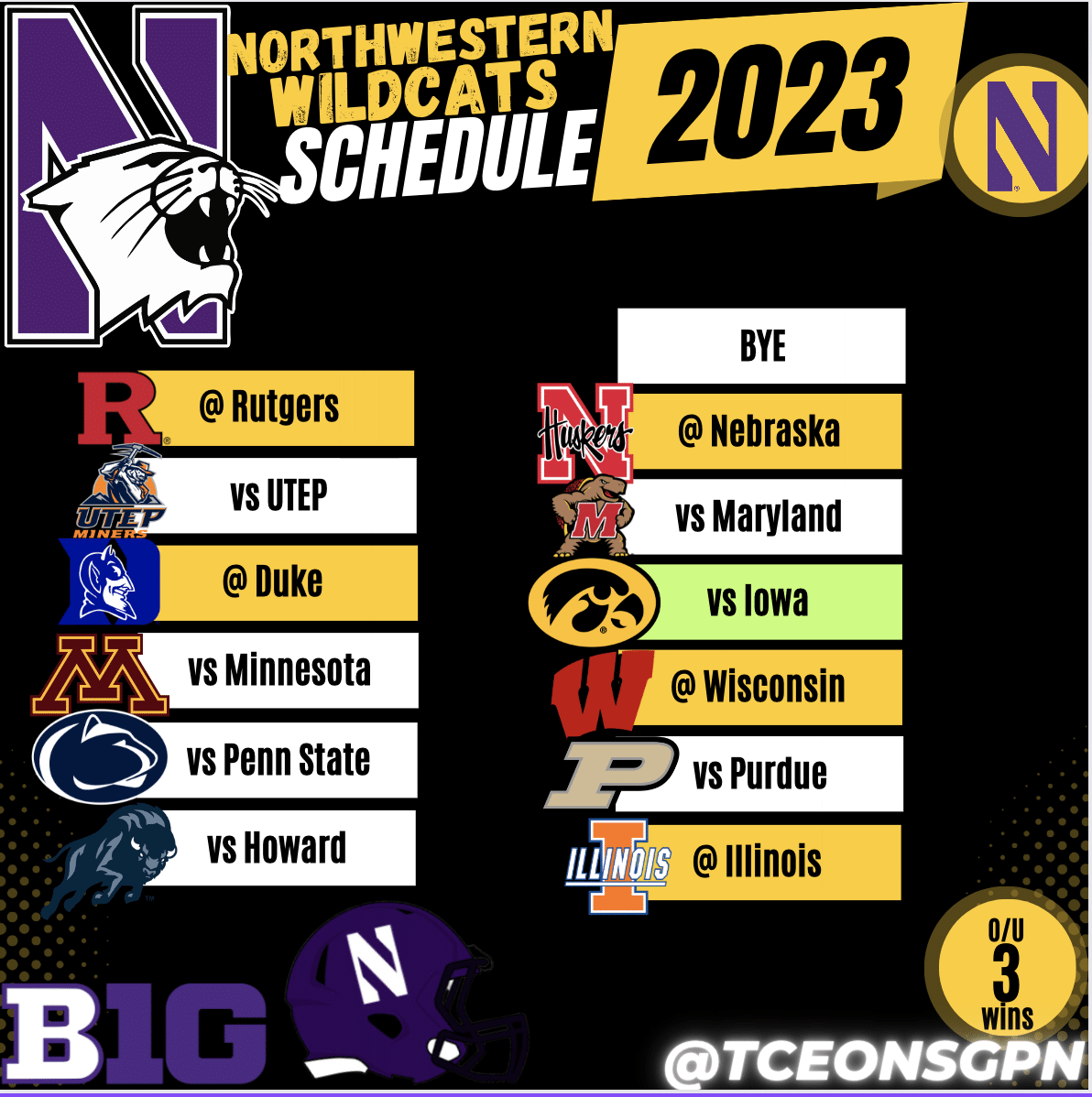 Northwestern Wildcats 2023 Football Schedule