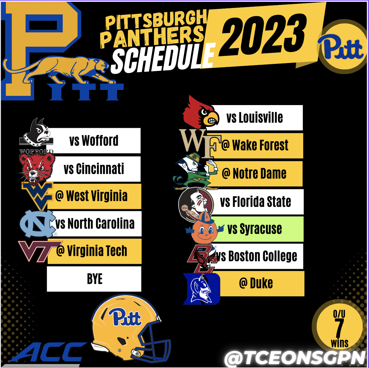 Pittsburgh Panthers 2023 Football Schedule