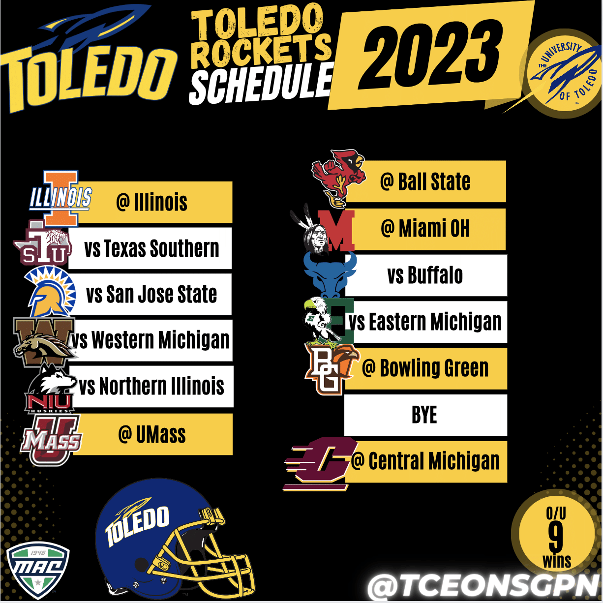 Toledo Rockets 2023 Football Schedule