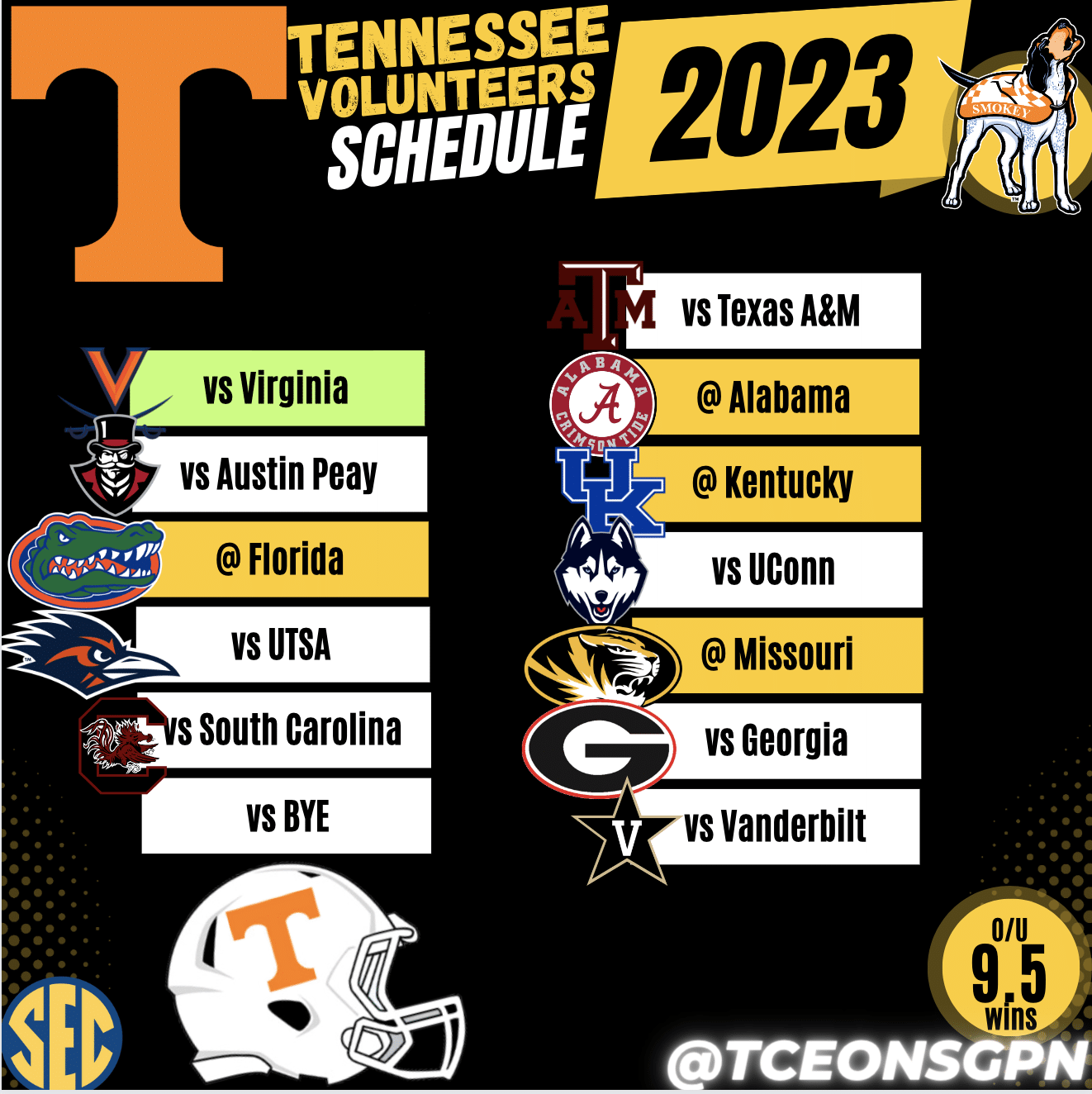 Tennessee Volunteers 2023 Football Schedule