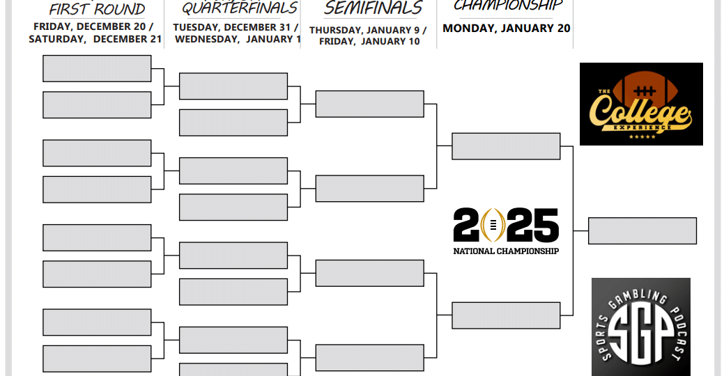 2024-25 College Football Playoff Printable Bracket