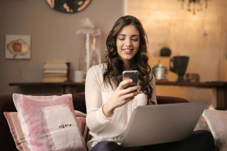 woman using cellphone