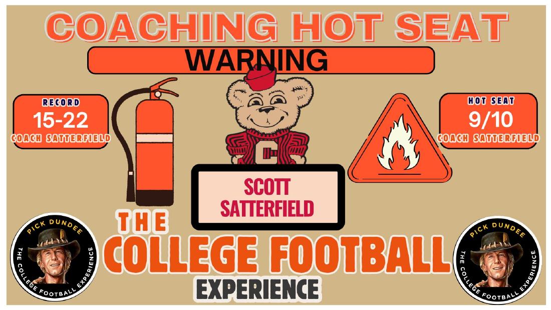 Scott Satterfield Coaching Hot Seat Rating Scott Satterfield coaching hot seat rating 9 out of 10 with a 15-22 Cincinnati record