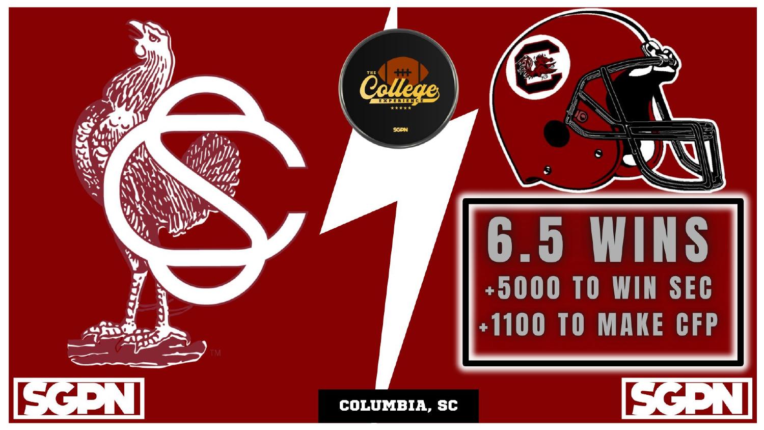 South Carolina Gamecocks 2026 Win Total South Carolina Gamecocks 2026 win total set at 6.5 with plus 5000 SEC and plus 1100 College Football Playoff odds