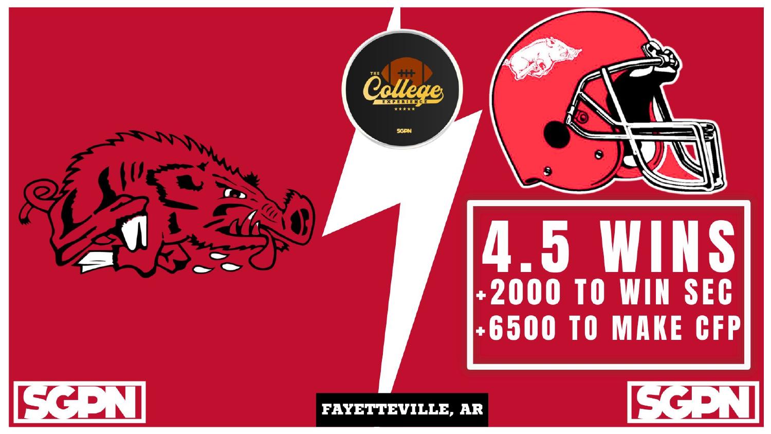 Arkansas Razorbacks 2026 Win Total Arkansas Razorbacks 2026 win total set at 4.5 with plus 2000 SEC and plus 6500 College Football Playoff odds