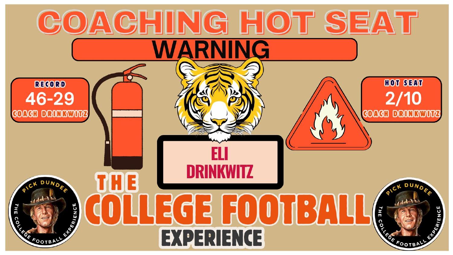 Eli Drinkwitz Missouri Tigers coaching hot seat rating 2 out of 10 on a 46-29 record