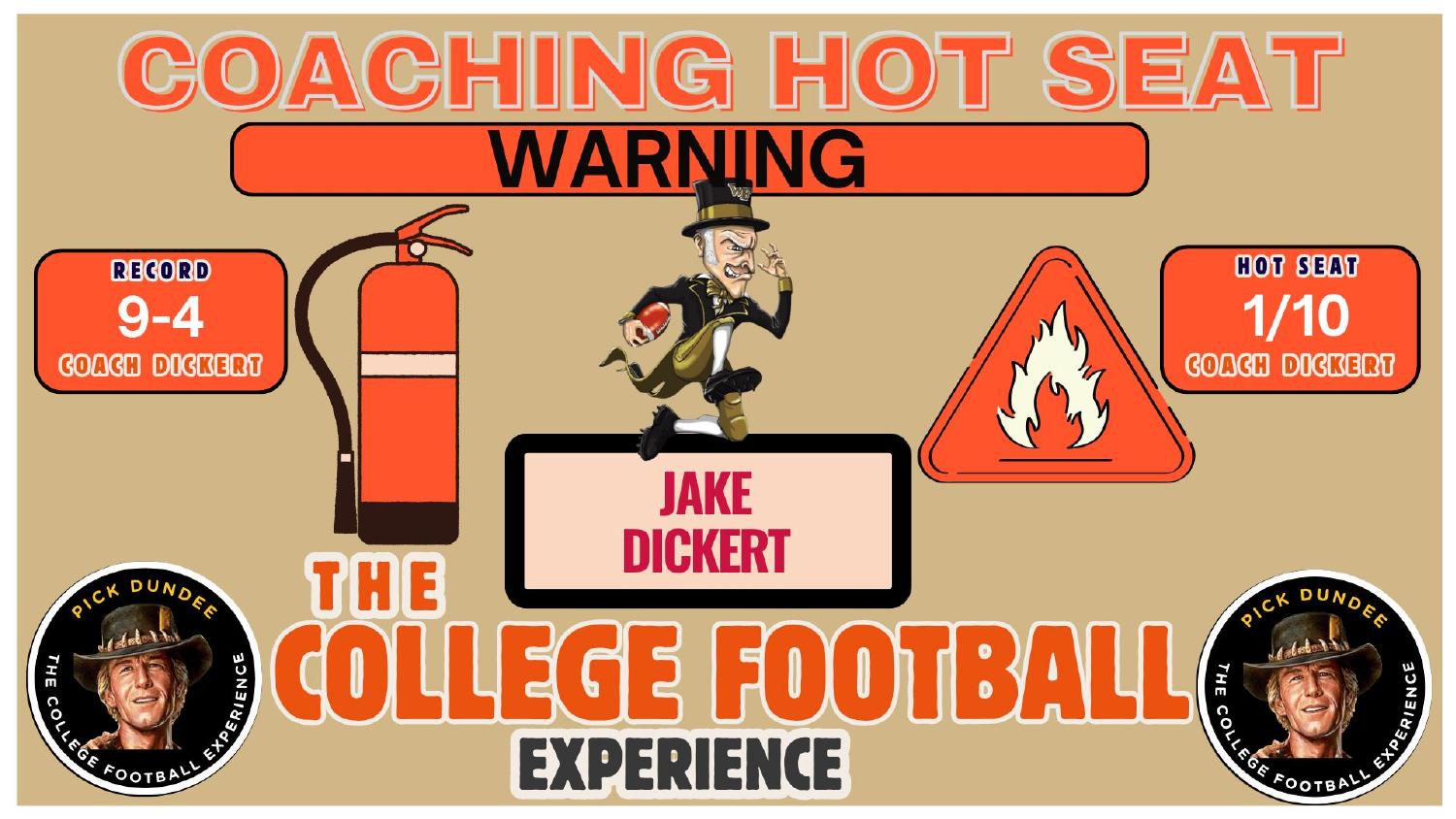 Jake Dickert Wake Forest Coaching Hot Seat Jake Dickert Wake Forest coaching hot seat rating 1 out of 10 entering year two in Winston Salem