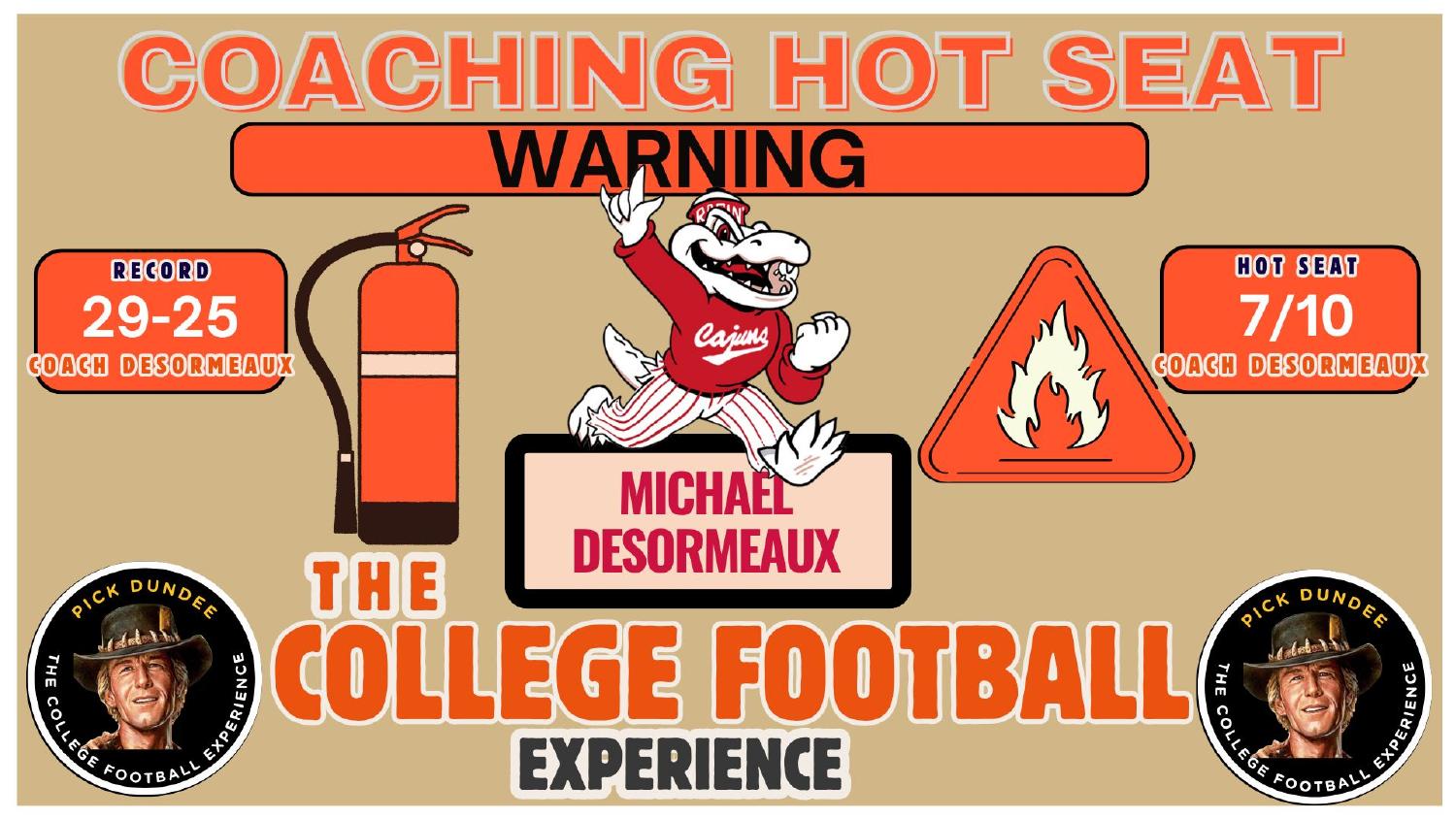 Michael Desormeaux Louisiana Coaching Hot Seat Michael Desormeaux Louisiana coaching hot seat rating 7 out of 10 on a 29-25 record