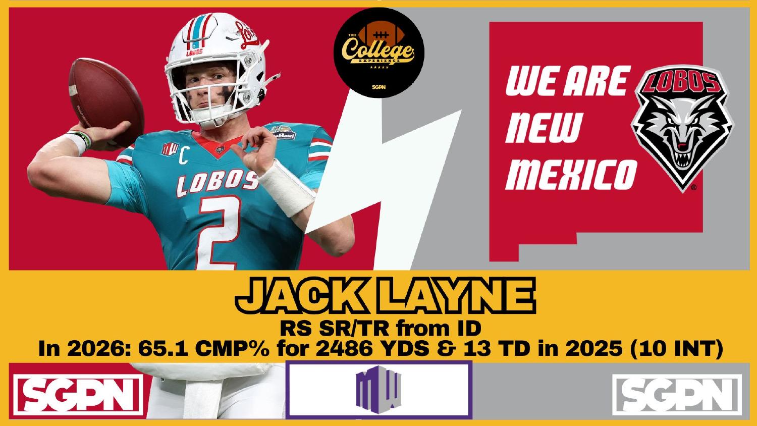 New Mexico Lobos quarterback Jack Layne after throwing for 2,486 yards and 13 touchdowns in 2025