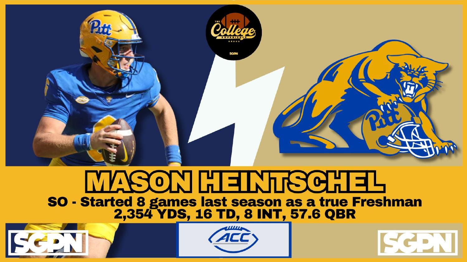 Pittsburgh Panthers Quarterback Mason Heintschel Pittsburgh Panthers 2026 preview quarterback Mason Heintschel after 2,354 yards and 16 touchdowns as a true freshman