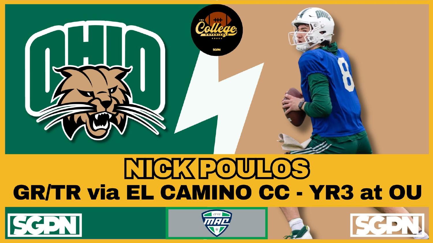 Ohio Bobcats Quarterback Nick Poulos Ohio Bobcats quarterback Nick Poulos entering 2026 as a graduate transfer via El Camino College