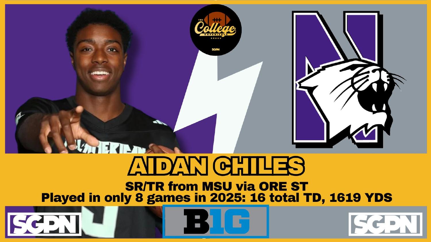 Northwestern Wildcats Quarterback Aidan Chiles Northwestern Wildcats quarterback Aidan Chiles entering 2026 after 1,619 yards and 16 total touchdowns
