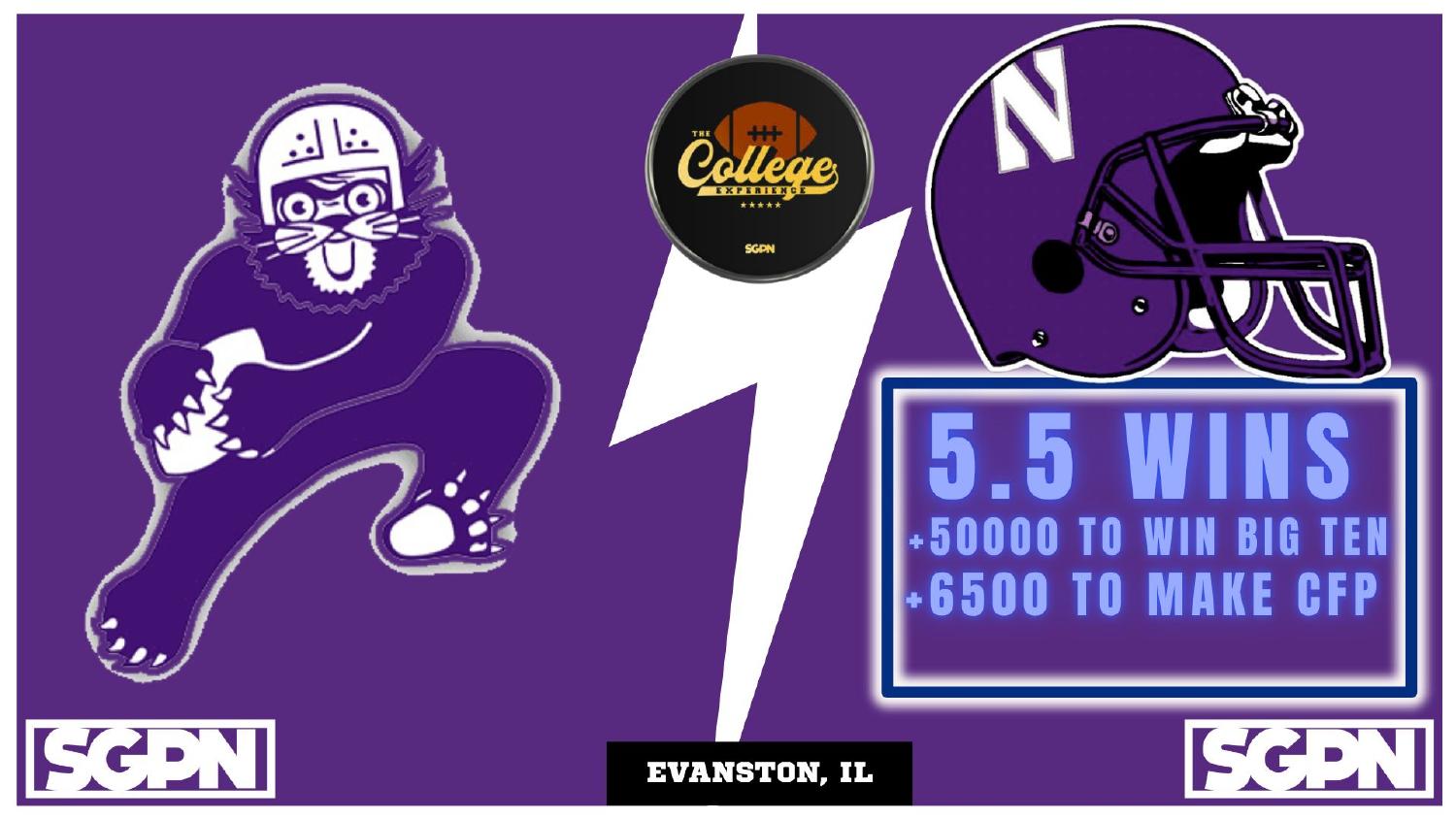 Northwestern Wildcats 2026 Win Total Northwestern Wildcats 2026 win total set at 5.5 with plus 50000 Big Ten and plus 6500 CFP odds