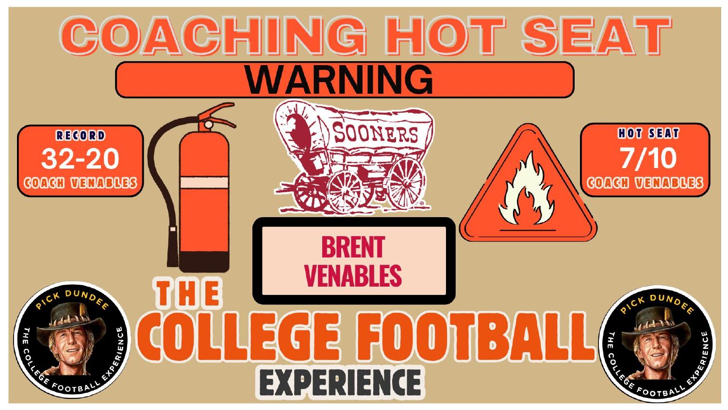 Brent Venables Oklahoma Coaching Hot Seat Oklahoma Sooners 2026 preview coaching hot seat rating 7 out of 10 for Brent Venables on a 32-20 record