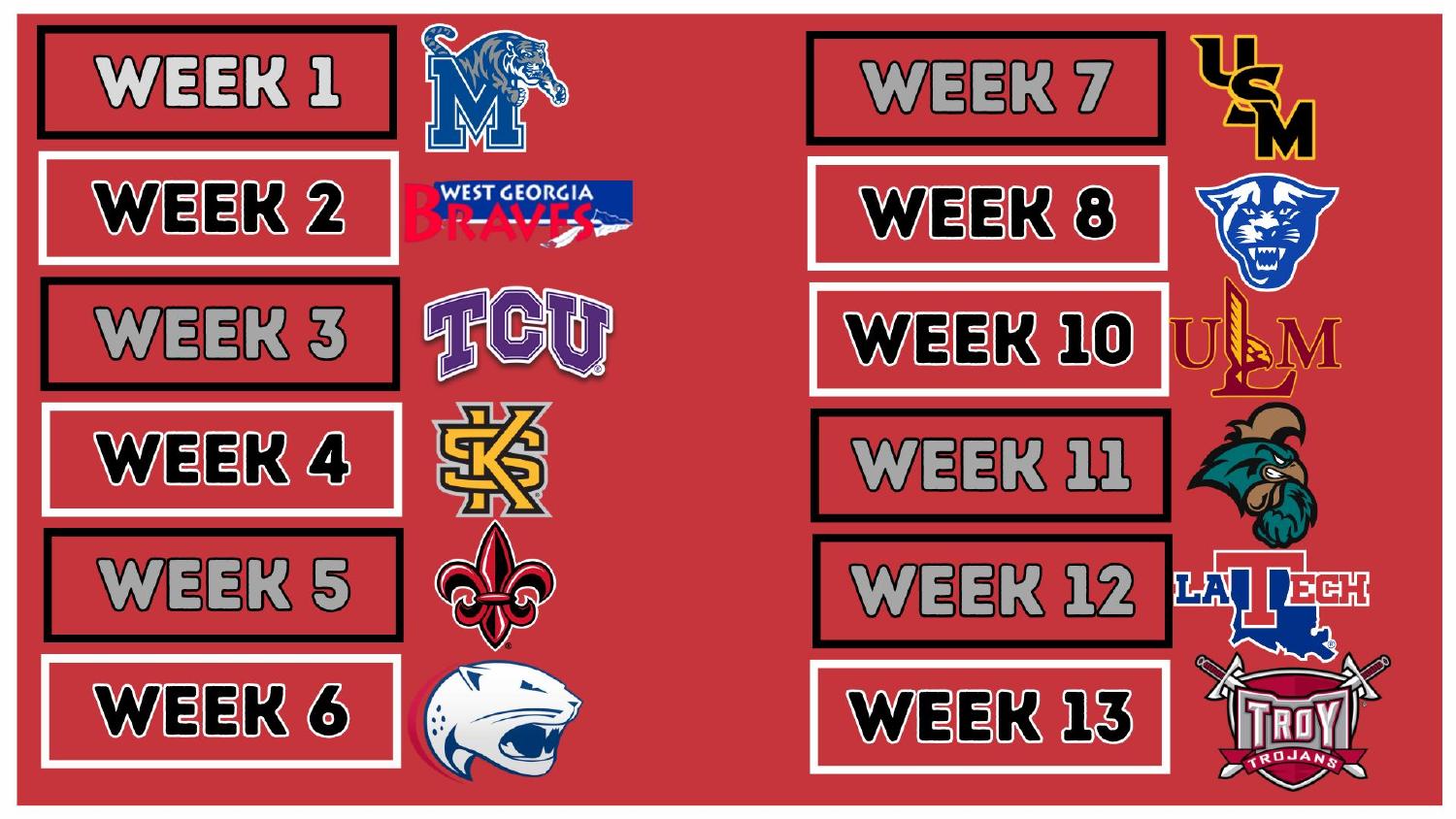 Arkansas State Red Wolves 2026 Schedule Arkansas State Red Wolves 2026 Sun Belt schedule week by week breakdown