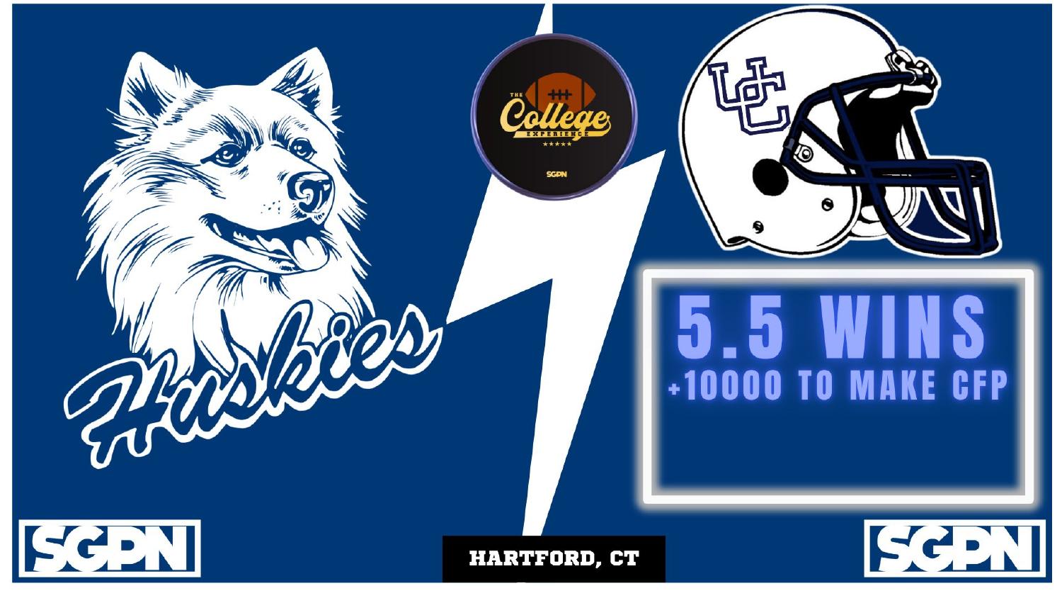 UConn Huskies 2026 Win Total UConn Huskies 2026 win total set at 5.5 with plus 10000 College Football Playoff odds