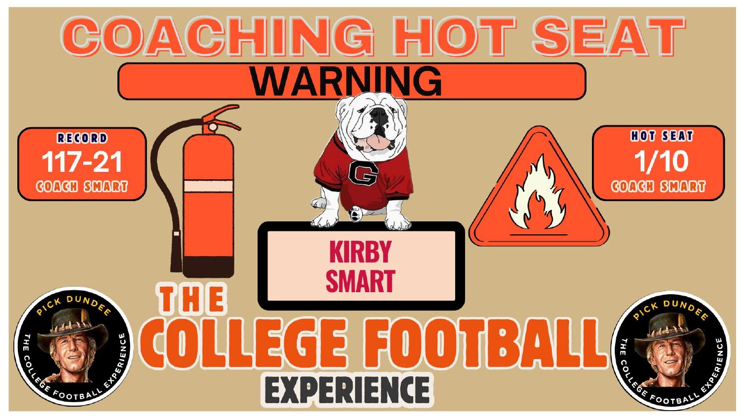 Kirby Smart Georgia Coaching Hot Seat Georgia Bulldogs 2026 preview: Kirby Smart coaching hot seat rated 1 out of 10 on a 117-21 record in Athens