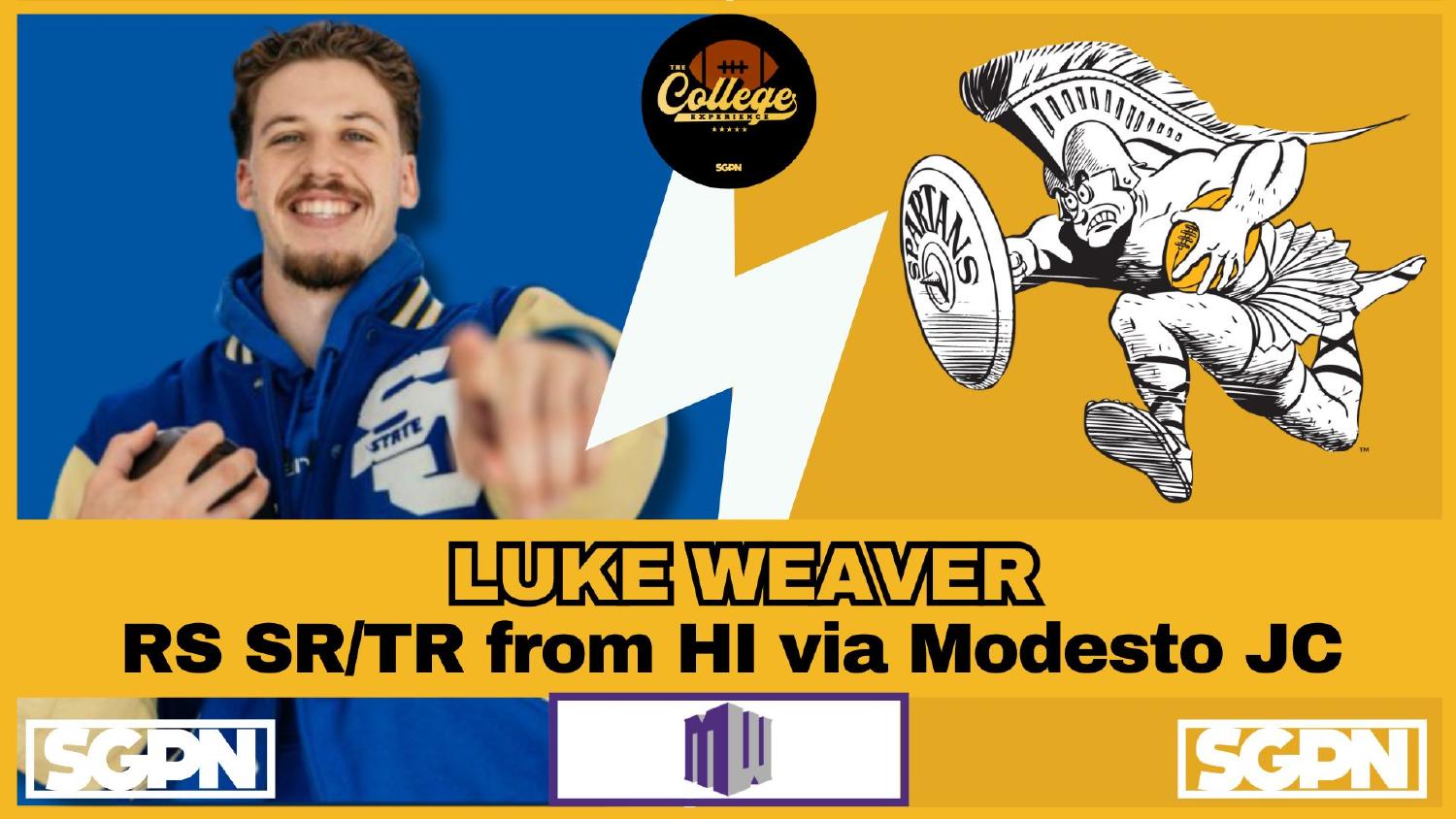 San Jose State Spartans Quarterback Luke Weaver San Jose State Spartans quarterback Luke Weaver an RS senior transfer from Hawaii via Modesto JC