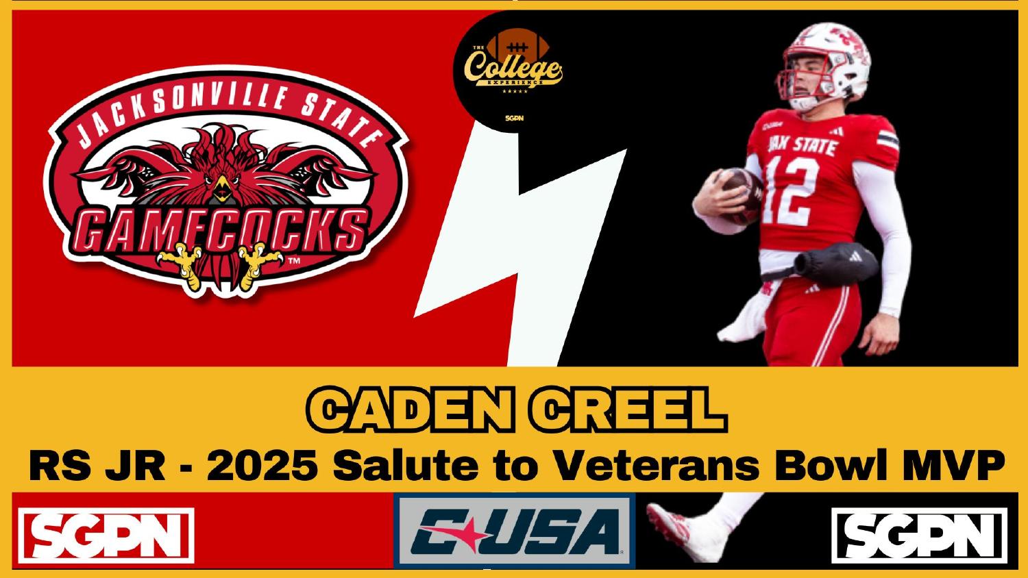 Jacksonville State Gamecocks Quarterback Caden Creel Jacksonville State Gamecocks quarterback Caden Creel the 2025 Salute to Veterans Bowl MVP entering 2026