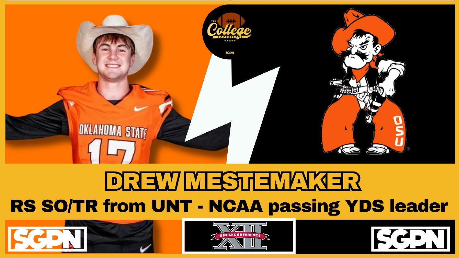 Oklahoma State Cowboys Quarterback Drew Mestemaker Oklahoma State Cowboys quarterback Drew Mestemaker entering 2026 as a North Texas transfer and NCAA passing yards leader