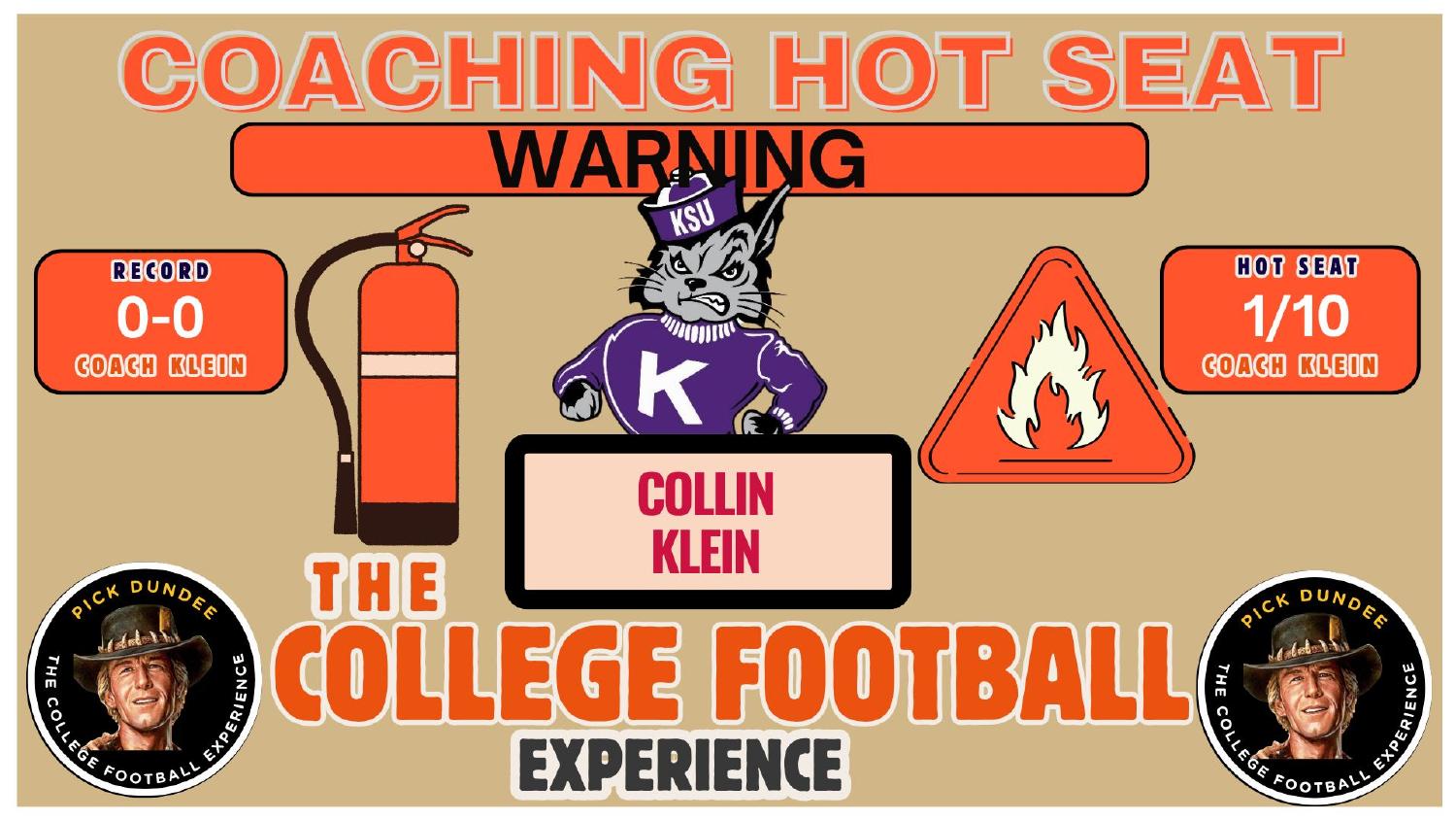 Kansas State Wildcats 2026 preview coaching hot seat rating 1 out of 10 for first-year head coach Collin Klein
