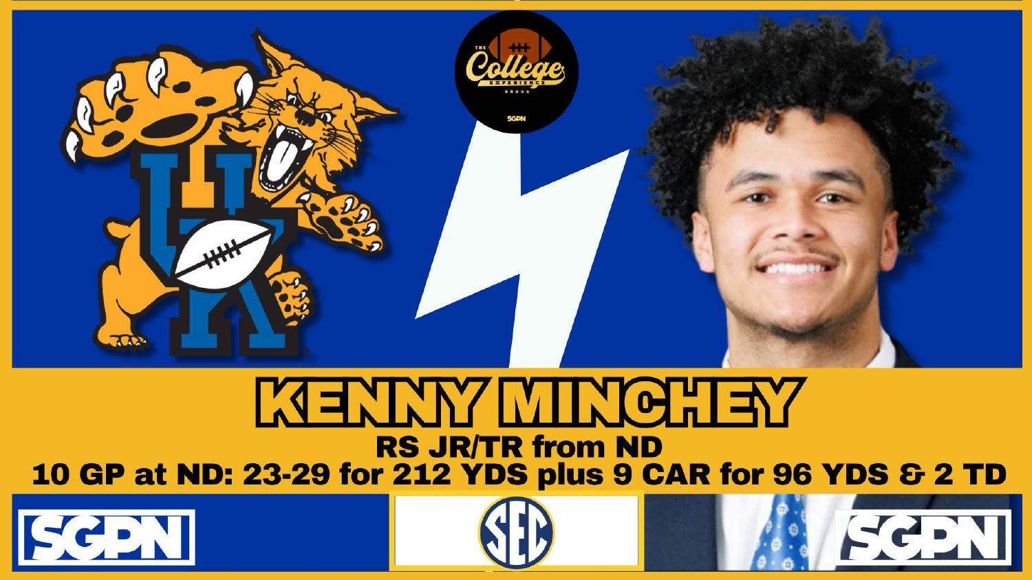 Kentucky Wildcats Quarterback Kenny Minchey Kentucky Wildcats quarterback Kenny Minchey, a Notre Dame transfer, entering the 2026 season