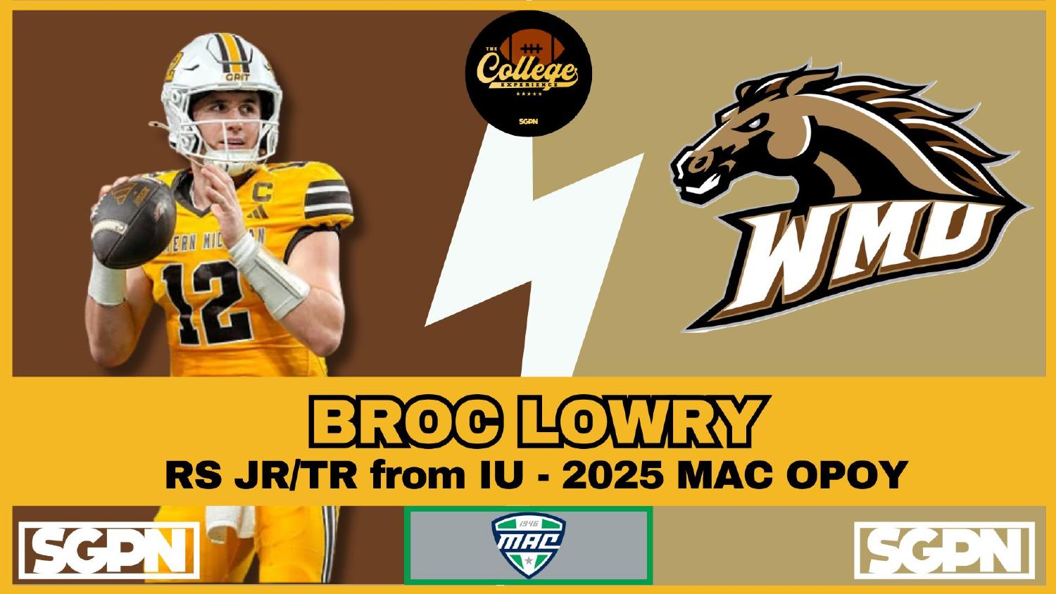 Western Michigan Broncos Quarterback Broc Lowry Western Michigan Broncos quarterback Broc Lowry the 2025 MAC Offensive Player of the Year after transferring from Indiana