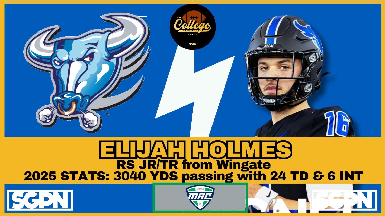 Buffalo Bulls 2026 preview of quarterback Elijah Holmes after 3040 passing yards and 24 touchdowns at Wingate
