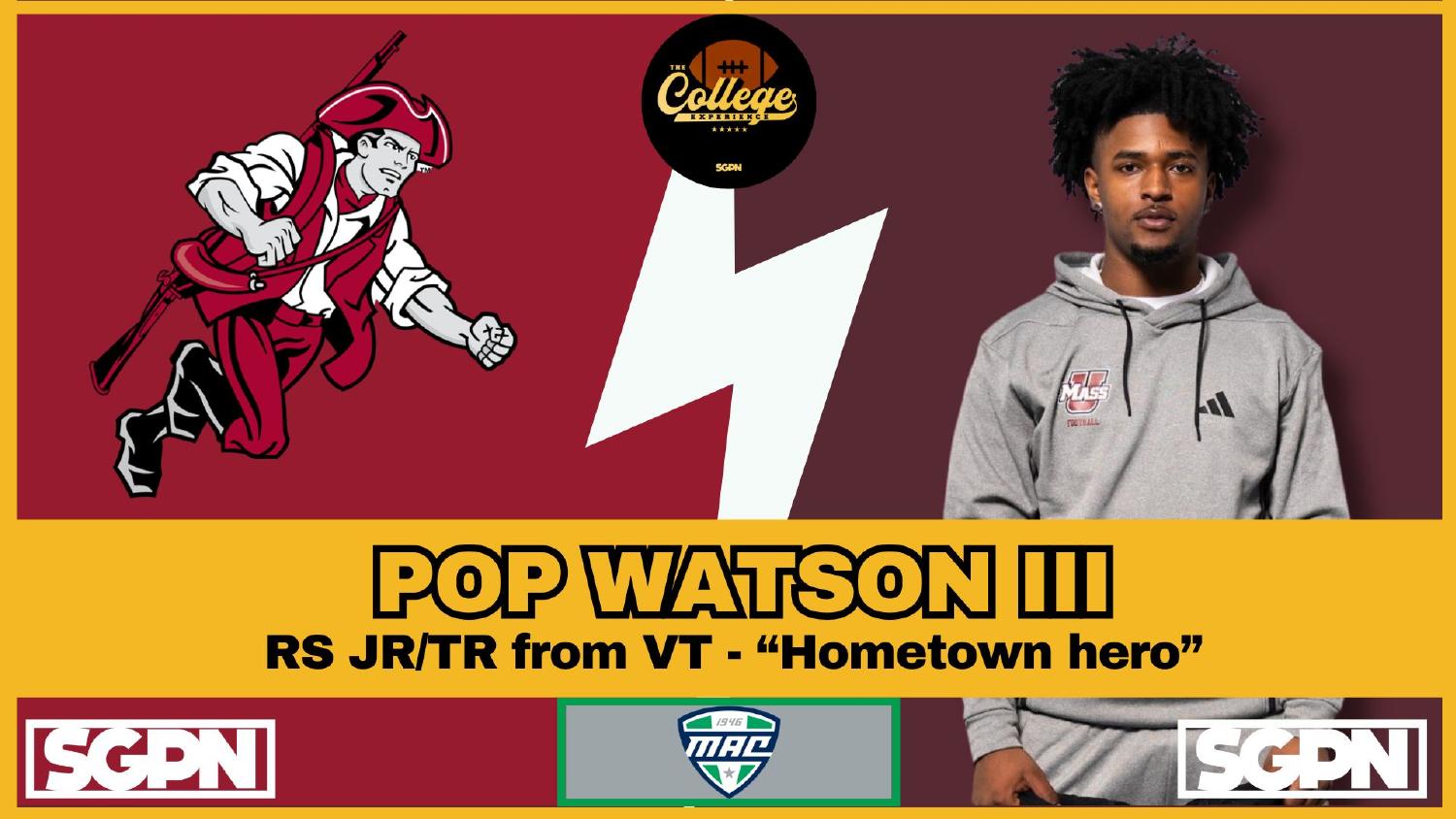 Umass Minutemen 2026 preview quarterback Pop Watson III a redshirt junior transfer from Virginia Tech