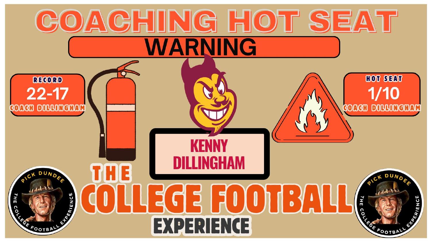 Kenny Dillingham Arizona State Sun Devils coaching hot seat rating 1 out of 10 with a 22-17 overall record