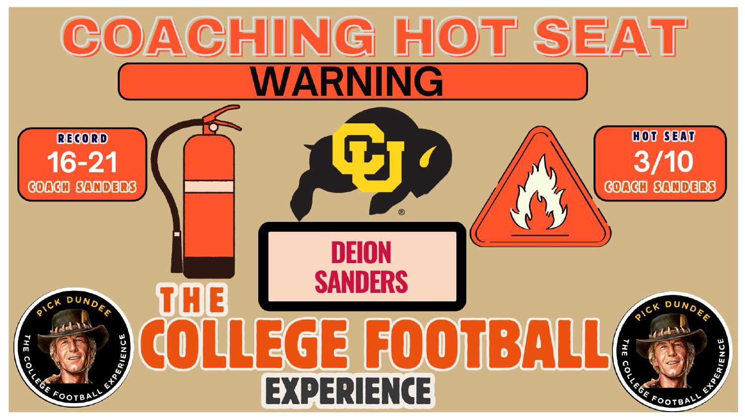 Deion Sanders Colorado Buffaloes coaching hot seat rating 3 out of 10 with a 16-21 record