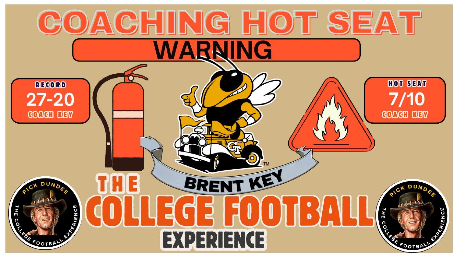 Brent Key Georgia Tech coaching hot seat rating 7 out of 10 with a 27-20 career record