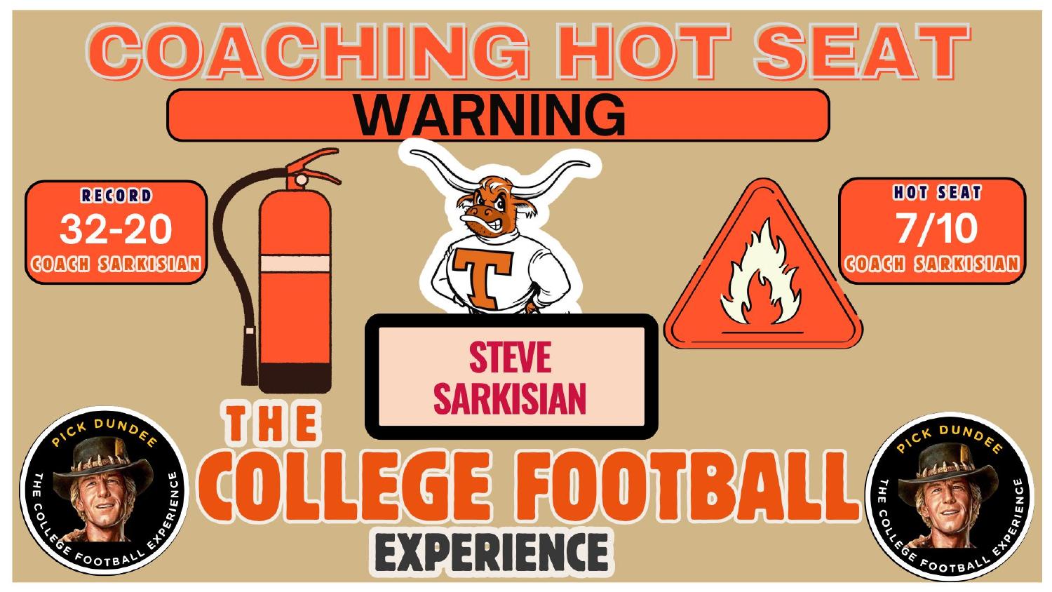 Steve Sarkisian Texas Longhorns Coaching Hot Seat Steve Sarkisian Texas Longhorns coaching hot seat rating 7 out of 10 with a 32-20 record