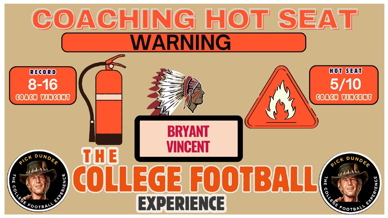 Bryant Vincent ULM Coaching Hot Seat Bryant Vincent ULM Warhawks coaching hot seat rating 5 out of 10 with an 8-16 record