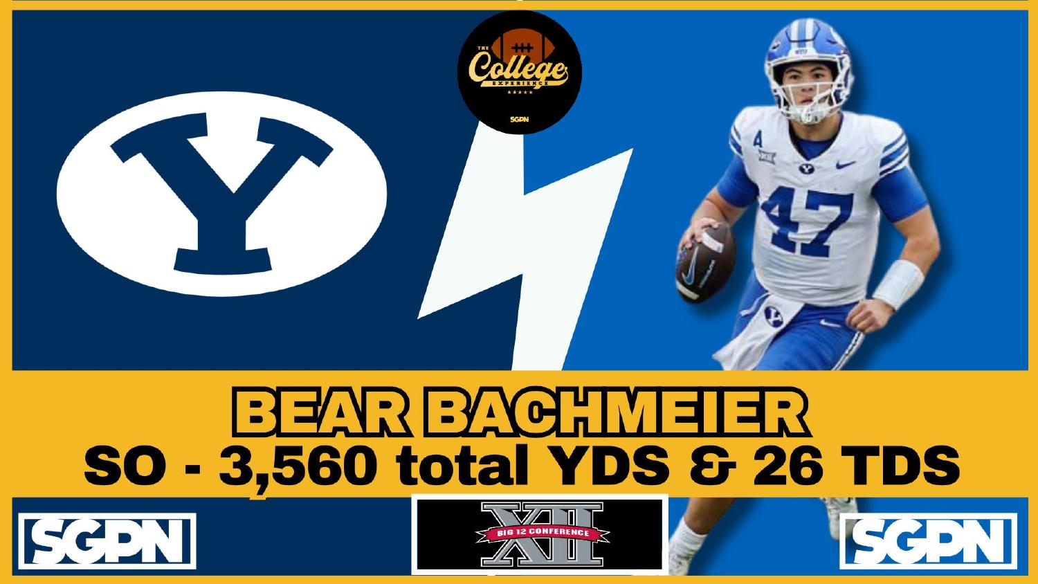 Bear Bachmeier BYU Quarterback Bear Bachmeier BYU Cougars quarterback coming off a 3,560 total yard, 26 touchdown sophomore season