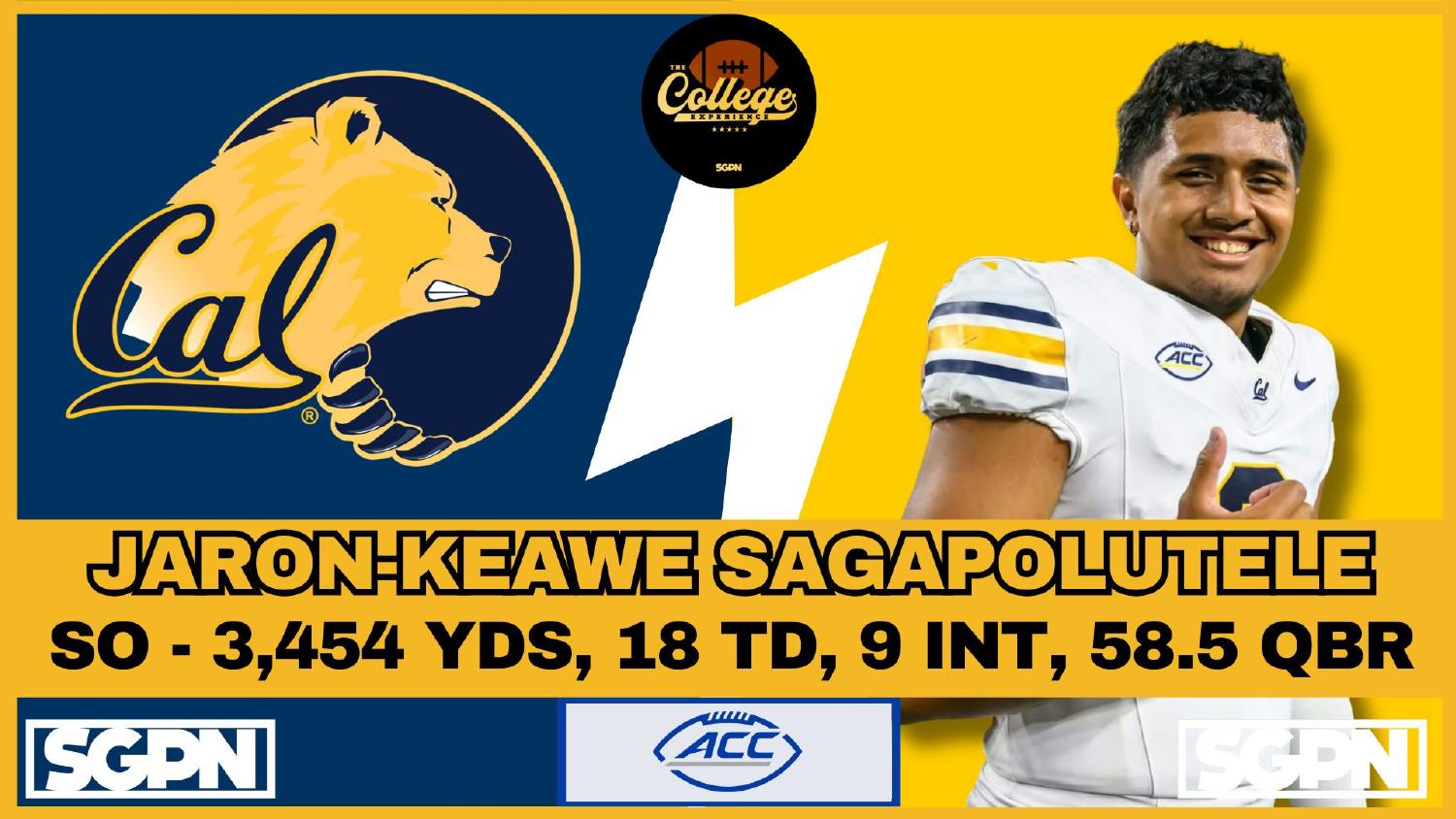 Jaron-Keawe Sagapolutele California Golden Bears Quarterback Jaron-Keawe Sagapolutele California Golden Bears quarterback returning after 3454 yards and 18 touchdowns in 2025