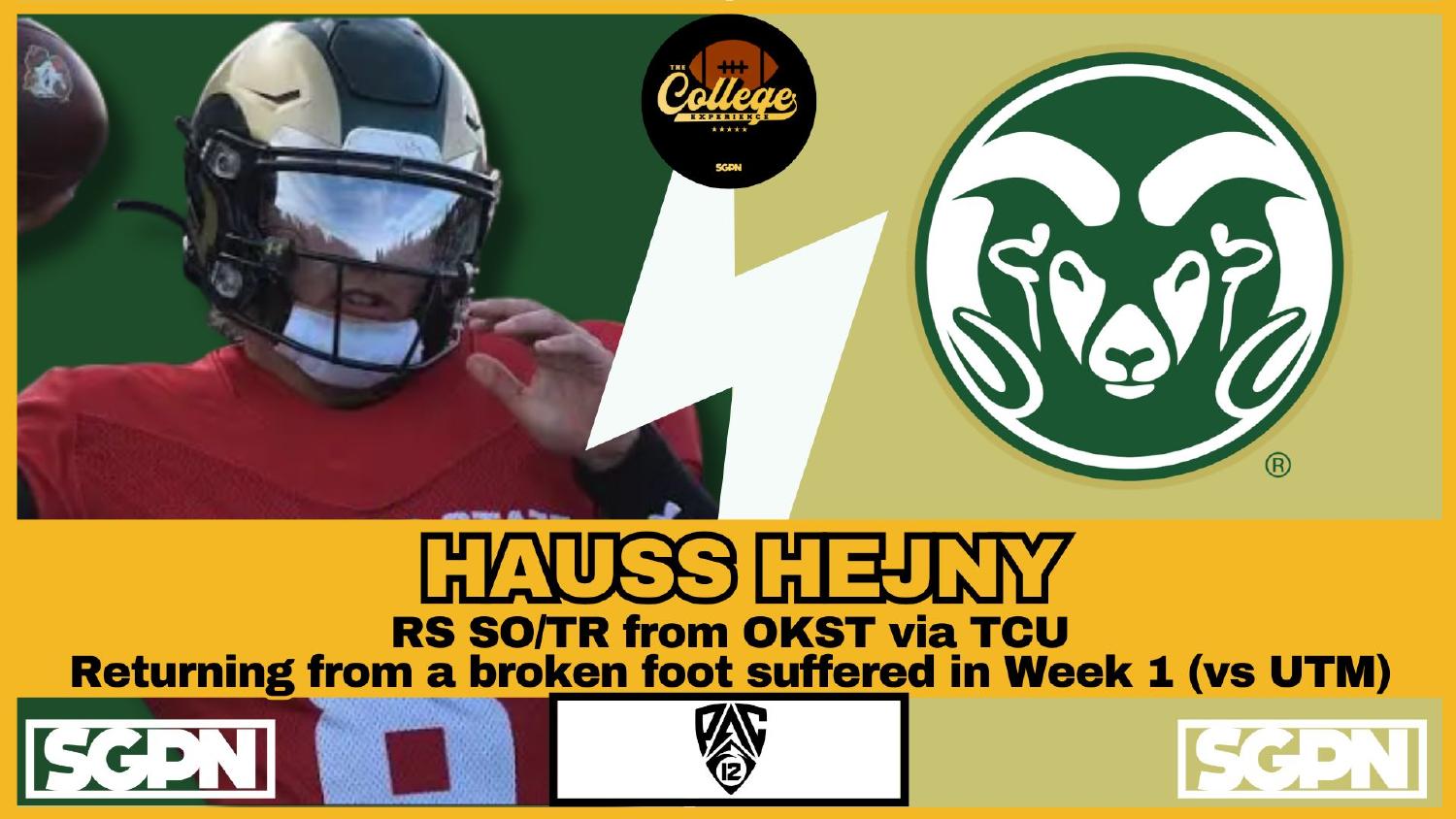 Hauss Hejny Colorado State Quarterback Hauss Hejny Colorado State Rams quarterback transfer from Oklahoma State by way of TCU returning from a broken foot
