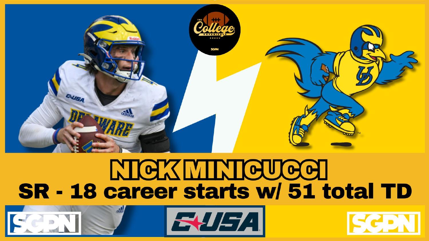 Nick Minicucci Delaware Quarterback Nick Minicucci Delaware quarterback returning after 18 career starts and 51 total touchdowns